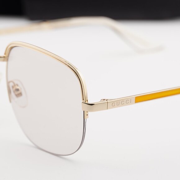Gucci GG0777S 001 Square Sunglasses - Gold/Transparent - Picture 2 of 9